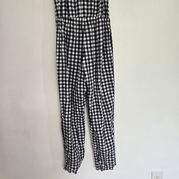 J. Crew Crewcuts Linen Jumpsuit Blue Gingham Ruffle Trim Girls 12 - Picture 6 of 8